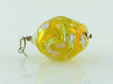 Yellow Wavy Dichroic Glass Oval Pendant (Closeout)