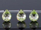9x7mm Apple Green CZ Faceted Briolettes, 20 Count