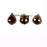 9x7mm Brown CZ Faceted Briolettes, 3 Count