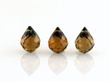 9x7mm Brown CZ Faceted Briolettes, 3 Count