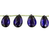 Assorted Size Blue CZ Faceted Pear, 11 Count