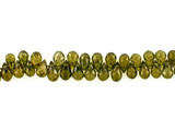 5-8mm Olive Green Cubic Zirconia Faceted Briolettes, 46 Count