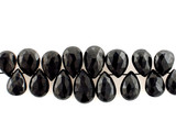 Graduated Black Cubic Zirconia Long Faceted Pears, 16 Count