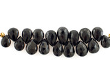 Graduated Black Cubic Zirconia Long Faceted Pears, 17 Count