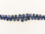 Graduated Blue Cubic Zirconia Long Faceted Pears, 33 Count