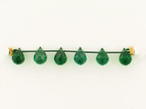 7x5mm Emerald Green Cubic Zirconia  Faceted Briolettes, 6 Count