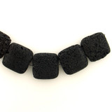 30mm Black Lava Rock Squares, 5 Count
