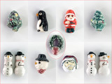 13x10mm Small Snowman Head Ceramic Bead, 1 Count