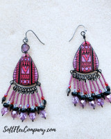 23x30mm Red, Pink, and Black Ceramic Pendant or Earring Drops, 1 Pair (Closeout)