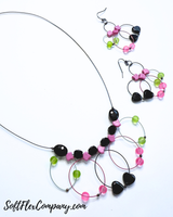 10mm Black and Silver Czech Glass Hearts, 22 Count