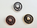 14mm Assorted Metals Thistle Button, 1 Count
